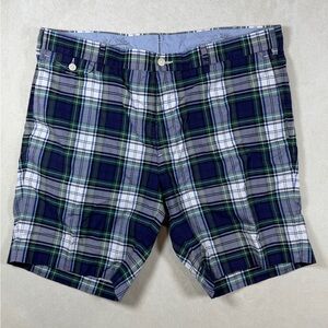 Polo Ralph Lauren 38W 100% Cotton Plaid Shorts in Blue, Green, and White